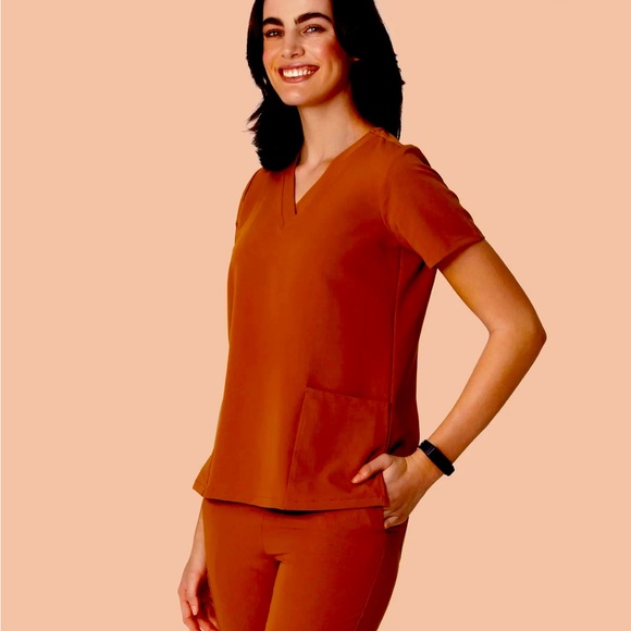 Mandala Scrub Top Size Small Burnt Orange - Picture 6 of 6